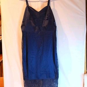 Fashion Nova Blue Satin & Lace Dress Large